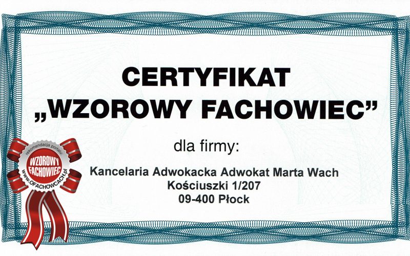 Wzorowy Fachowiec - Adwokat Płock